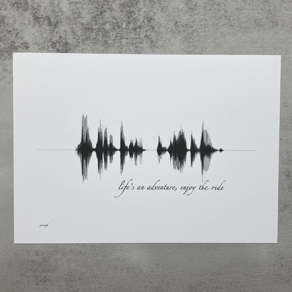 NEW Life's An Adventure Soundwave Wall Art Print 5x7in Black White Minimalist